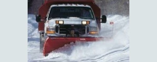 white truck with red plow