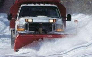 white truck with red plow